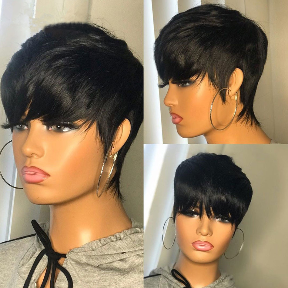 Short Pixie Cut Wig Human Hair Cheap - Korte pruiken van echt haar, pixie-model,