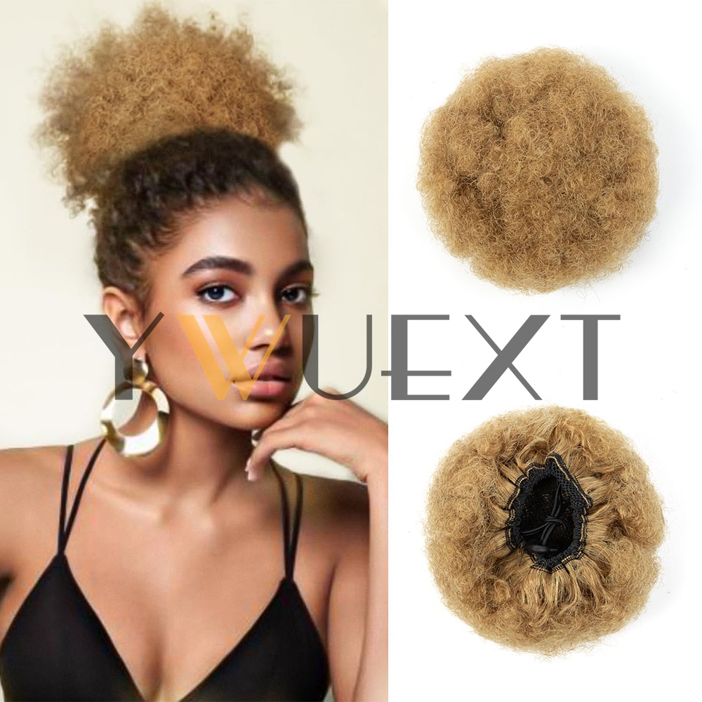 Drawstring Afro Curly Puff Ponytail - YWUEXT Honing Goud Afro Kinky Puff
