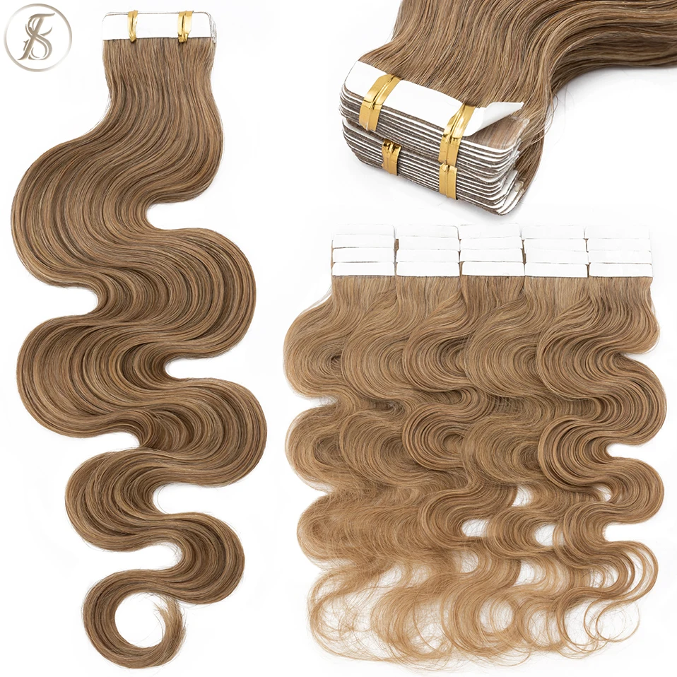 Invisible Tape In Extensions Real Hair - TESS 20 stks Golvende Tape In