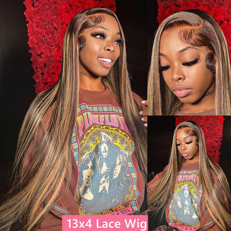 613 Blonde Body Wave Lace Front Wig - 13x4 Bruin Roze Blauw Kant Voor