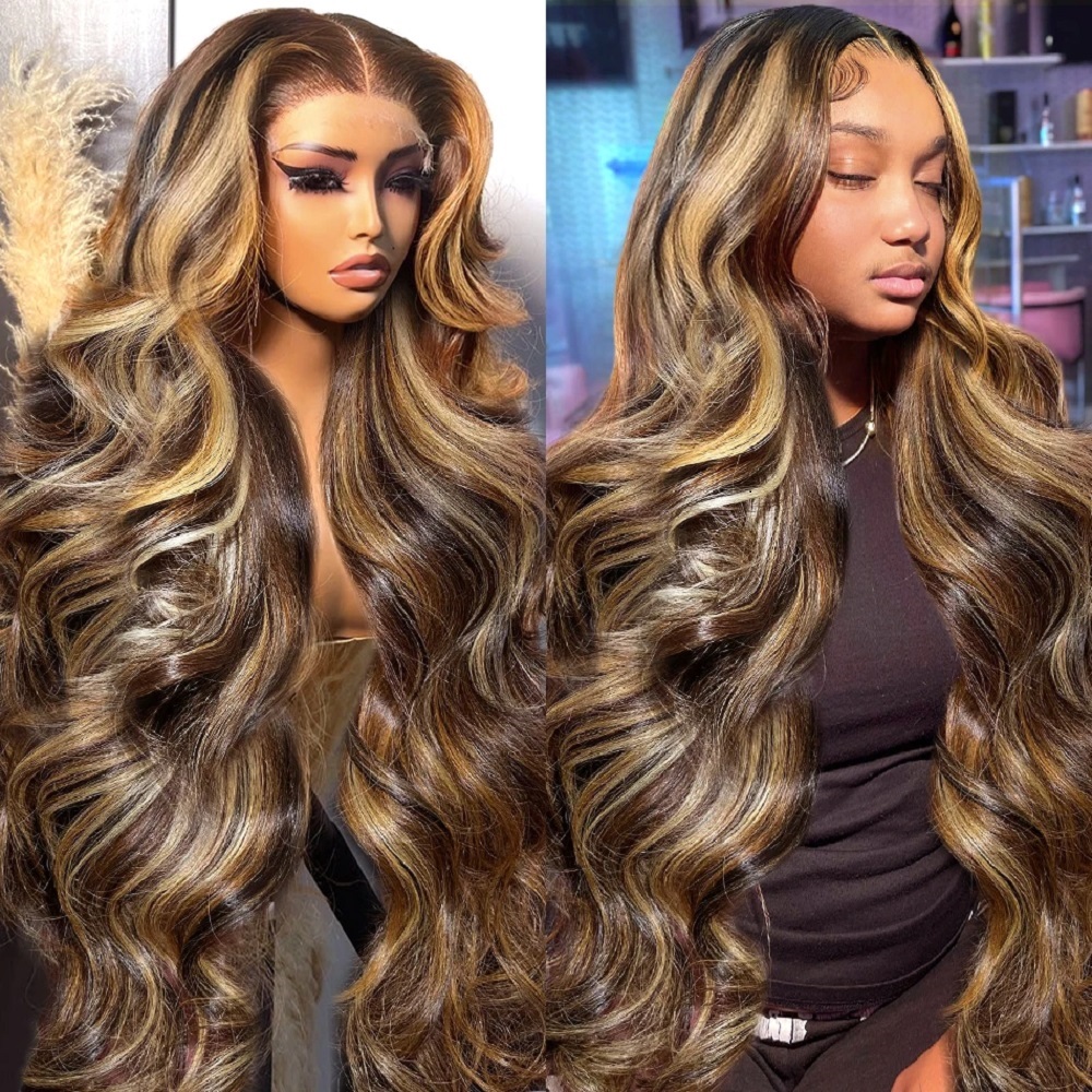 Human Hair Wigs - P4/27 Gekleurde 200 Density Body Wave