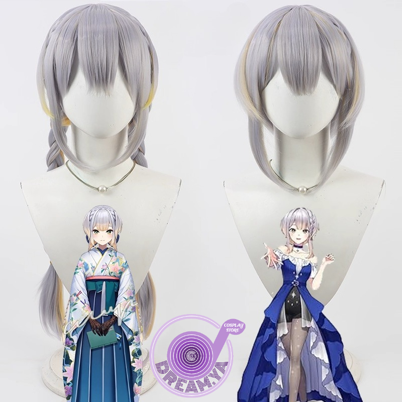 Synthetic Wigs - Shioriha Ruri Cosplay Pruik Vtuber Grijs