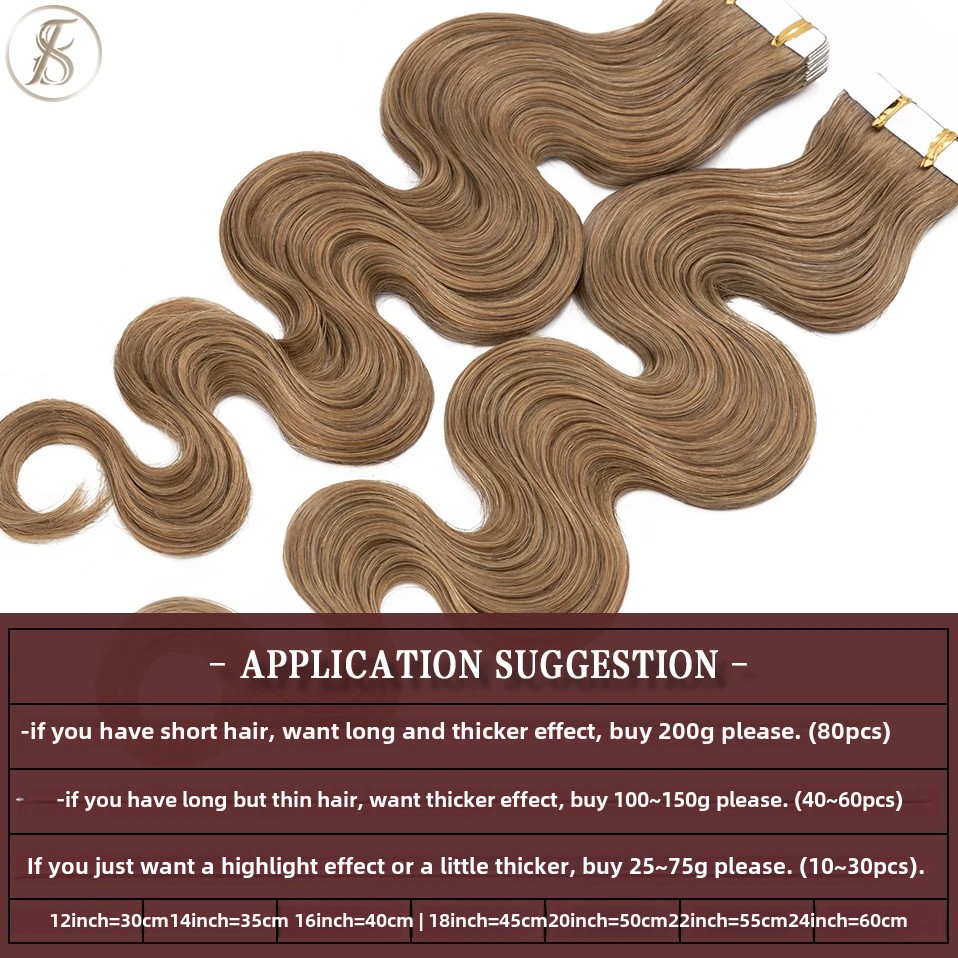 TESS 20 stks Golvende Tape In  - Invisible Tape In Extensions Real Hair recensie en prijs
