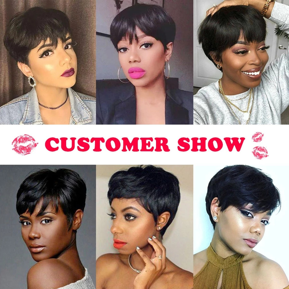 Kort Bob Pixie Cut pruik Pixie - Short Pixie Cut Wig Human Hair Cheap recensie en prijs